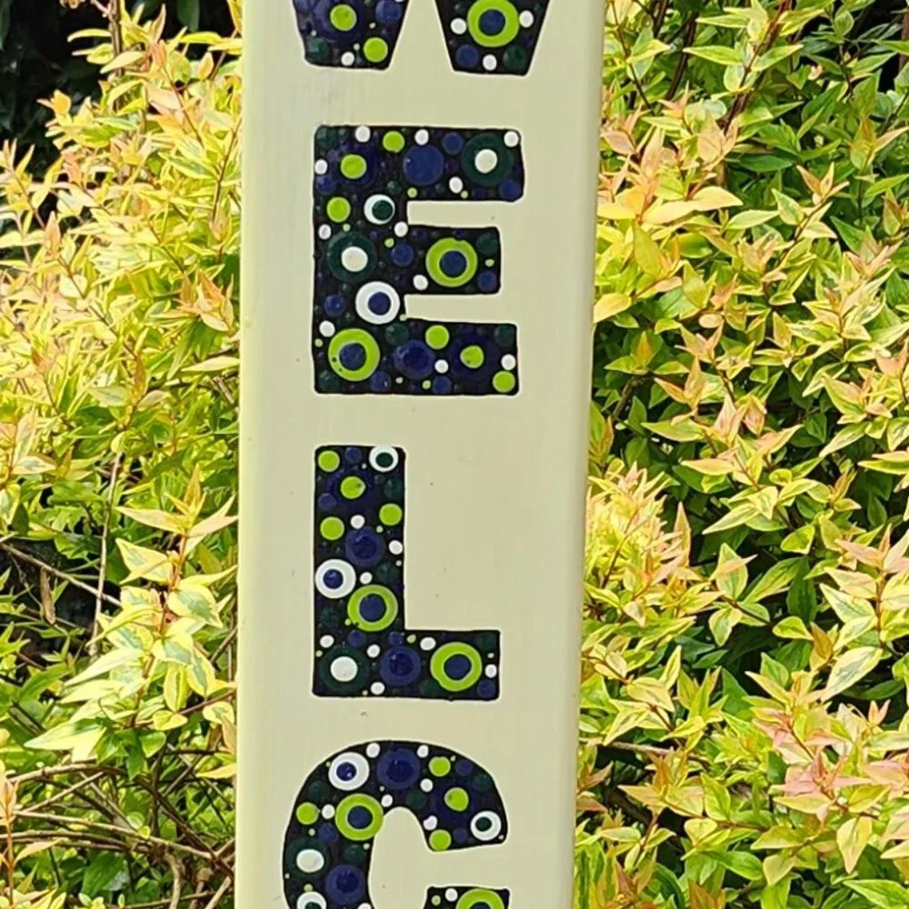 Garden Peace Pole Hand Painted Solar Light and Wire Stand Customized Yard Art